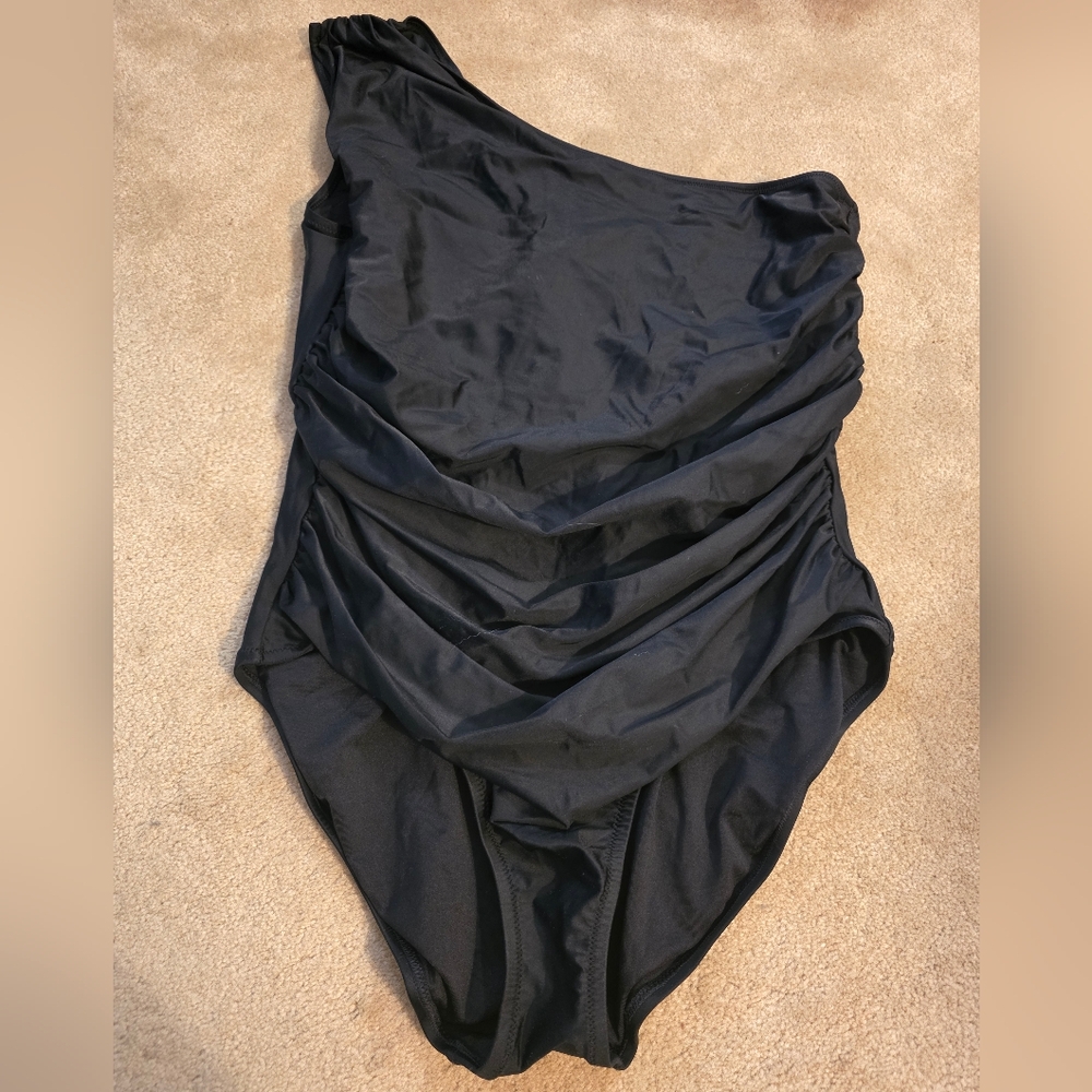 J Crew Ruched One-Shoulder One-Piece - Picture 2 of 6